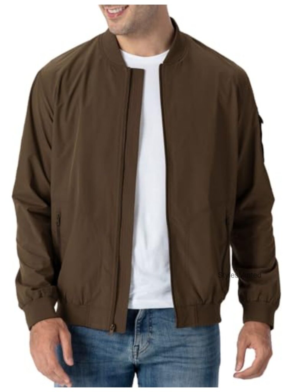 Lightweight Bomber Jacket Windbreaker Full-Zip Casual